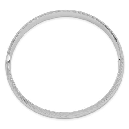 14k White Gold 5/16 Textured Hinged Bangle
