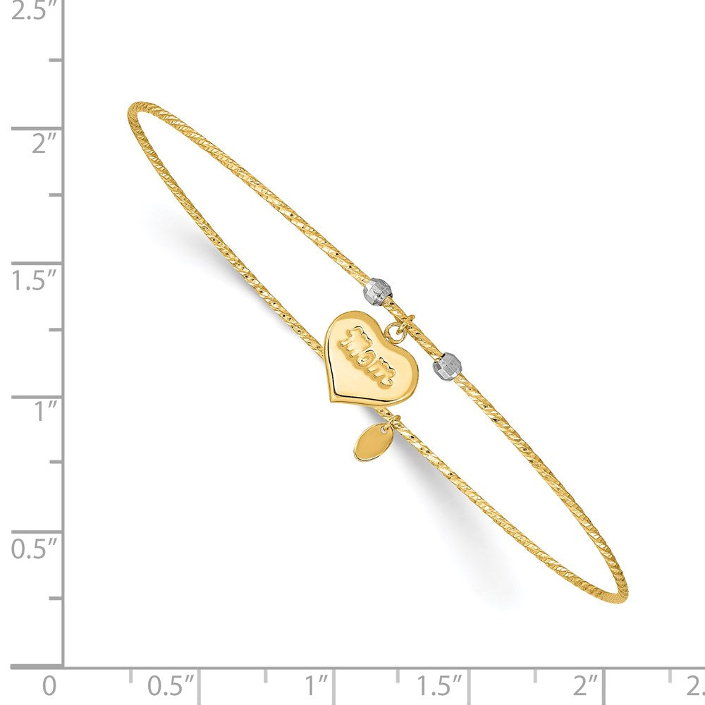 14k Two-tone Gold Diamond-Cut Heart w/Mom Bangle