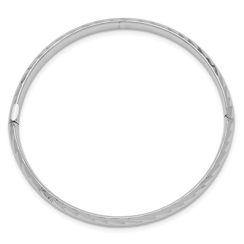 14k White Gold 3/16 Textured Children's Hinged Bangle