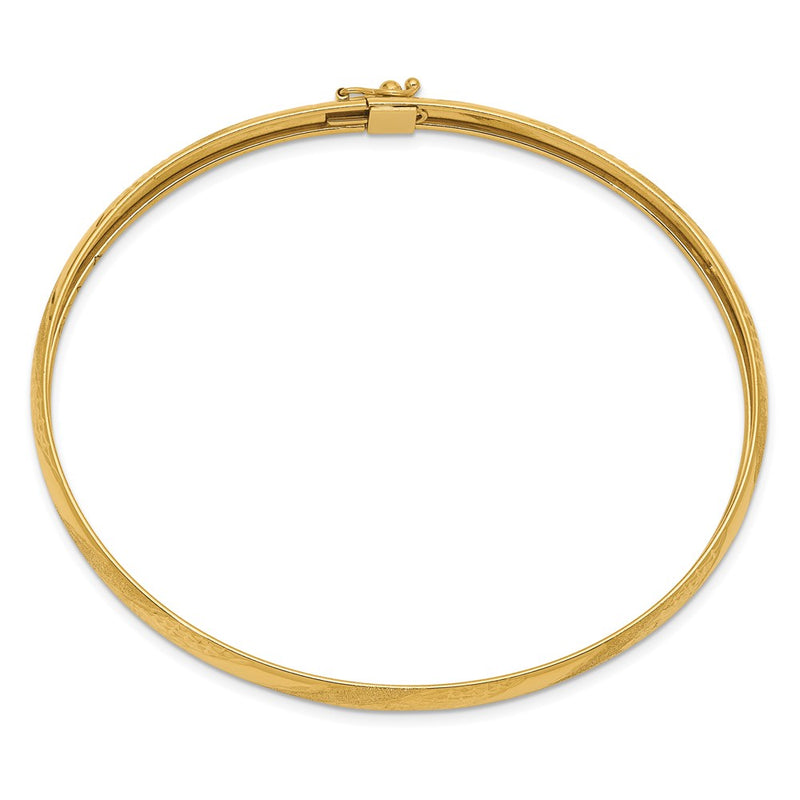 14k Yellow Gold Twisted Diamond-cut Flexible Bangle
