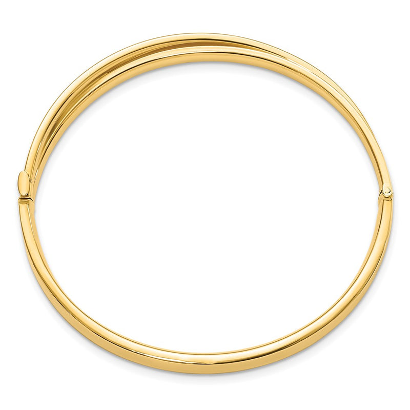 14k Yellow Goldy 4/16 Polished Bypass Hinged Bangle