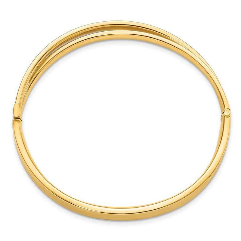 14k Yellow Goldy 4/16 Polished & Diamond-cut Bypass Hinged Bangle