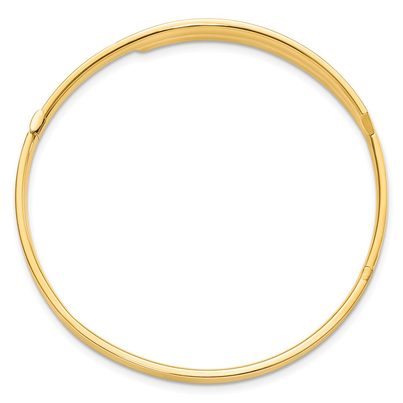 14k Yellow & Rhodium Goldy 2/16 White Rhodium Diamond-cut Overlap Hinged Bangle