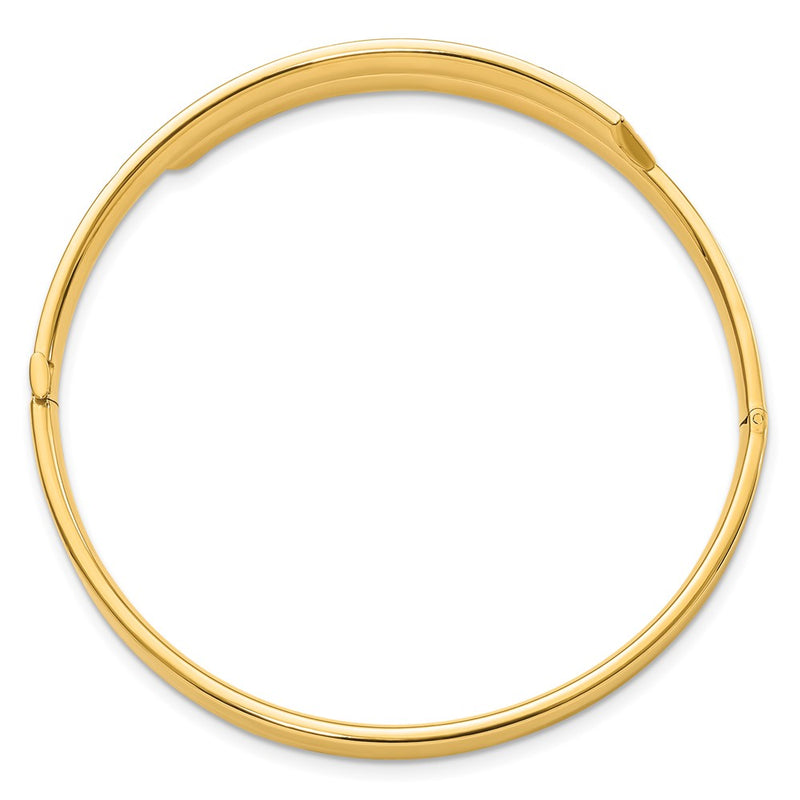14k Yellow Goldy 3/16 Polished & Diamond-cut Overlap Hinged Bangle