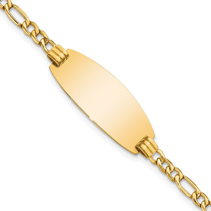 14k Semi-Solid Oval ID Figaro Bracelet