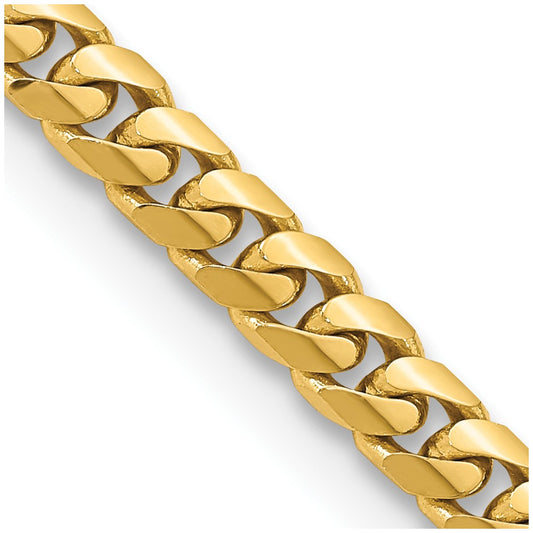 14K 22 inch 5mm Solid Miami Cuban Link with Lobster Clasp Chain Necklace