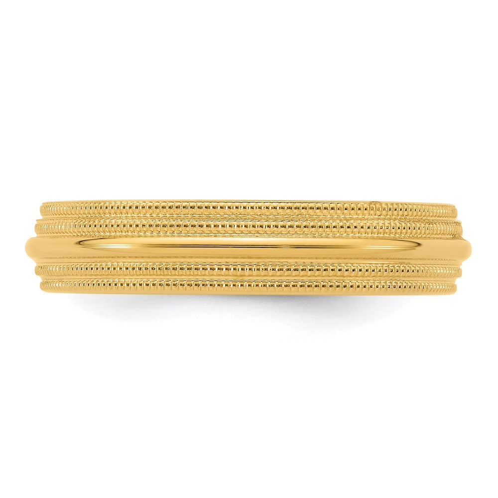Solid 14K Yellow Gold 5mm Double Milgrain Comfort Fit Men's/Women's Wedding Band Ring Size 9