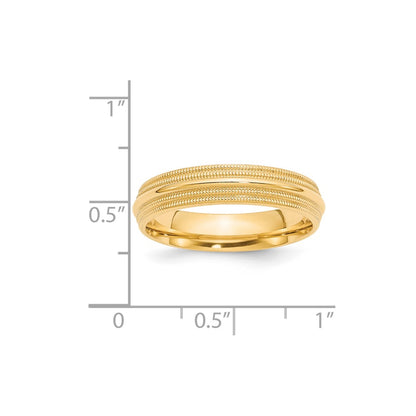 Solid 18K Yellow Gold 5mm Double Milgrain Comfort Fit Men's/Women's Wedding Band Ring Size 12.5
