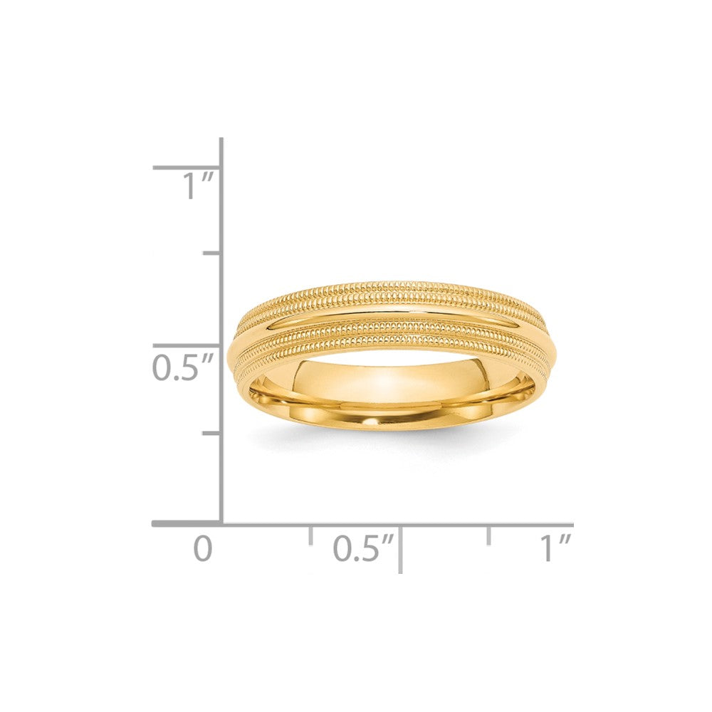 Solid 18K Yellow Gold 5mm Double Milgrain Comfort Fit Men's/Women's Wedding Band Ring Size 11