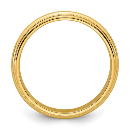 Solid 14K Yellow Gold 6mm Double Milgrain Comfort Fit Men's/Women's Wedding Band Ring Size 12.5