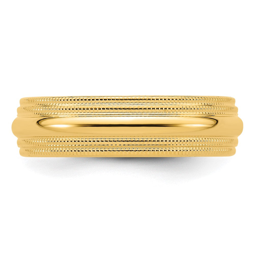 Solid 14K Yellow Gold 6mm Double Milgrain Comfort Fit Men's/Women's Wedding Band Ring Size 12.5