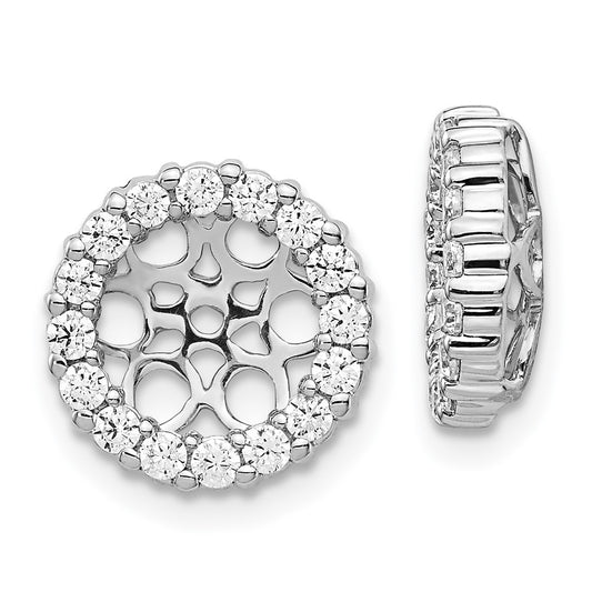 Solid 14k White Gold Simulated CZ Earring JacKets