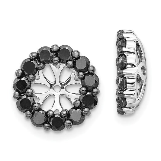 Solid 14k White Gold BlacK Simulated CZ Earring JacKets