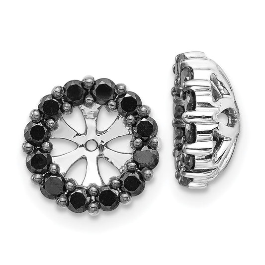 Solid 14k White Gold BlacK Simulated CZ Earring JacKets
