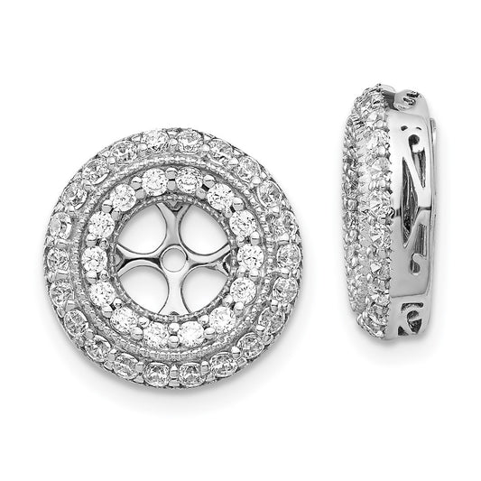 Solid 14k White Gold Fancy Simulated CZ Earring JacKets