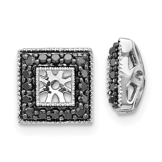 Solid 14k White Gold BlacK Simulated CZ Square JacKet Earrings