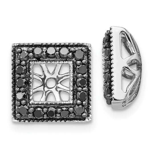 Solid 14k White Gold BlacK Simulated CZ Square JacKet Earrings