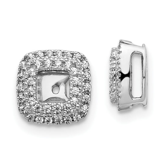 Solid 14k White Gold Simulated CZ Square Earring JacKets