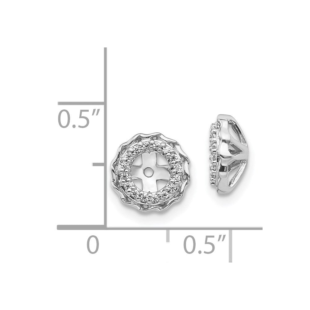 Solid 14k White Gold Twisted Edge Simulated CZ Earring JacKets