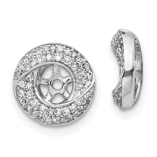 Solid 14k White Gold Simulated CZ Round Earring JacKets