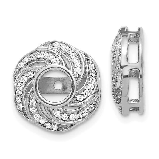Solid 14k White Gold Swirl Simulated CZ JacKet Earrings