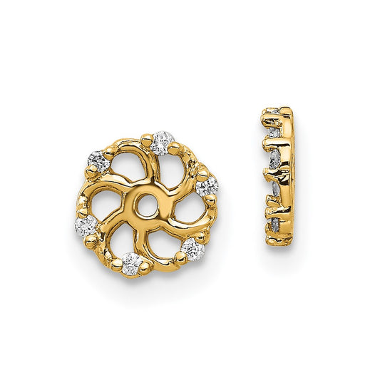 Solid 14k Yellow Gold AA Simulated CZ Earring JacKet