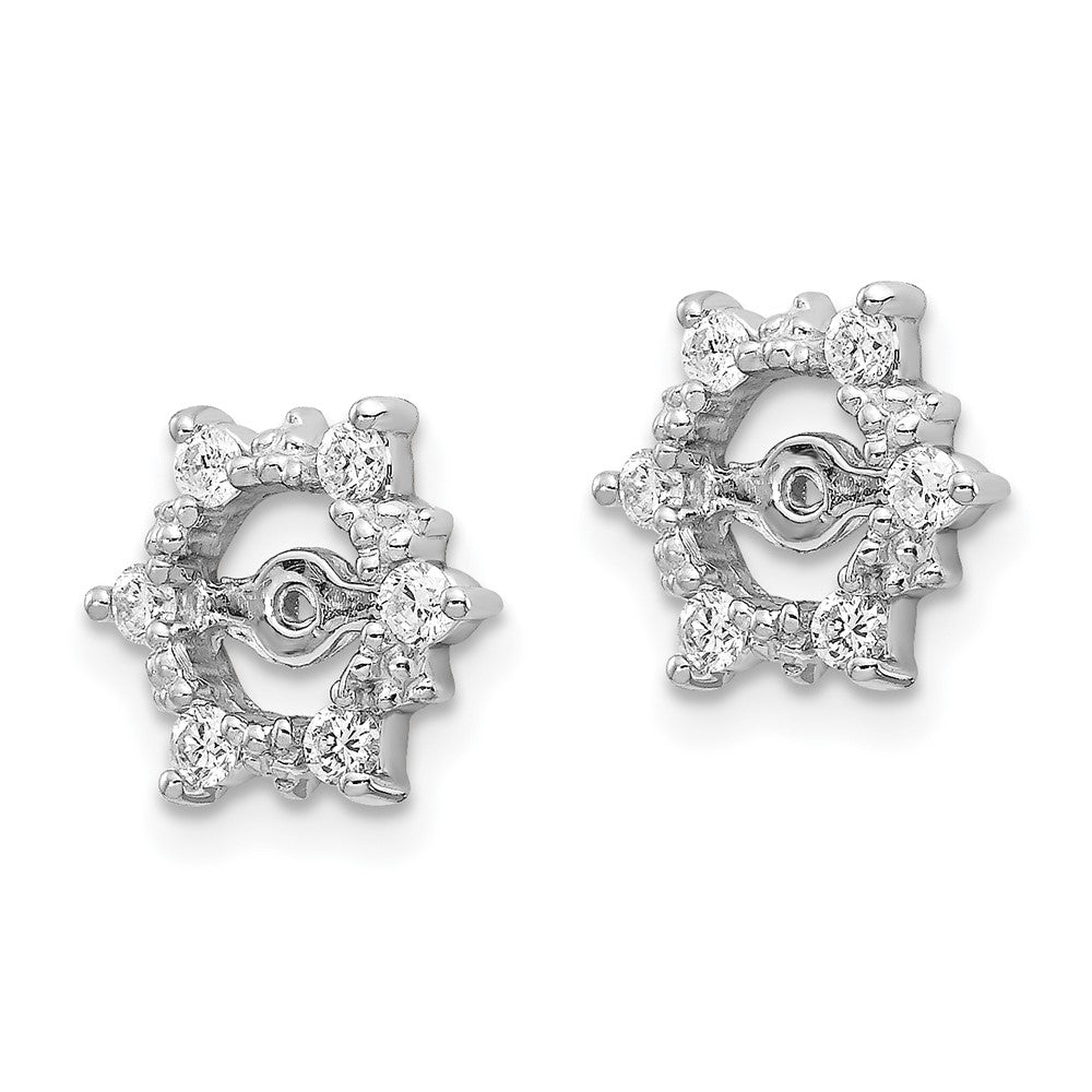 Solid 14k White Gold AA Fancy Simulated CZ Earring JacKets