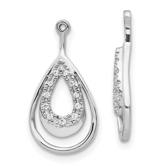 Solid 14k White Gold Double Teardrop Simulated CZ Earring JacKets