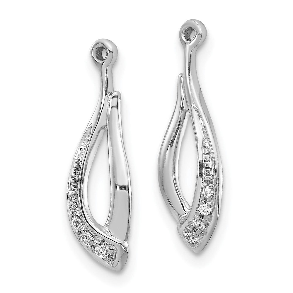 Solid 14k White Gold Twisted Teardrop Simulated CZ Earring JacKets