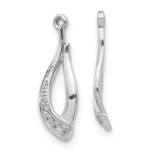 Solid 14k White Gold Twisted Teardrop Simulated CZ Earring JacKets