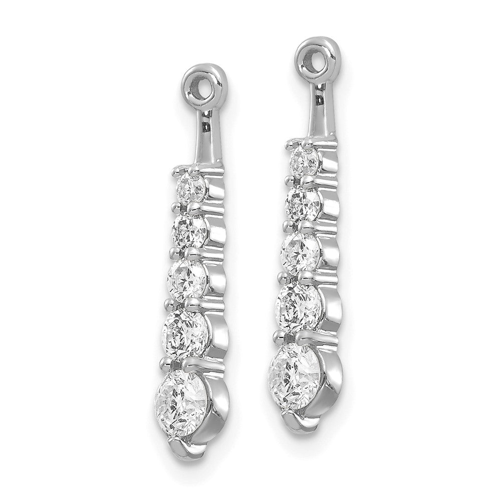 Solid 14k White Gold AA 5 Stone Dangle Simulated CZ Earring JacKet