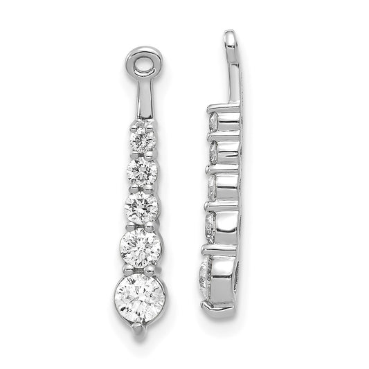 Solid 14k White Gold AA 5 Stone Dangle Simulated CZ Earring JacKet