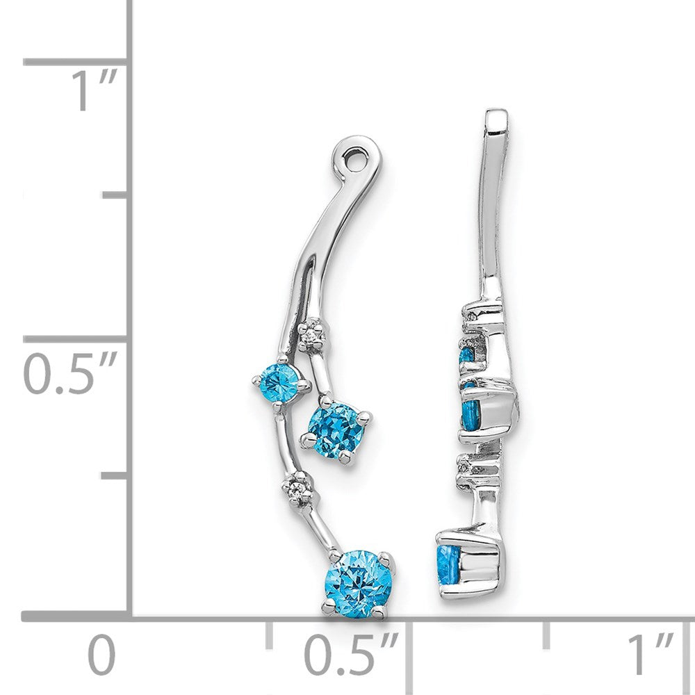 Solid 14k White Gold Simulated CZ and Blue Topaz Dangle Earring JacKets