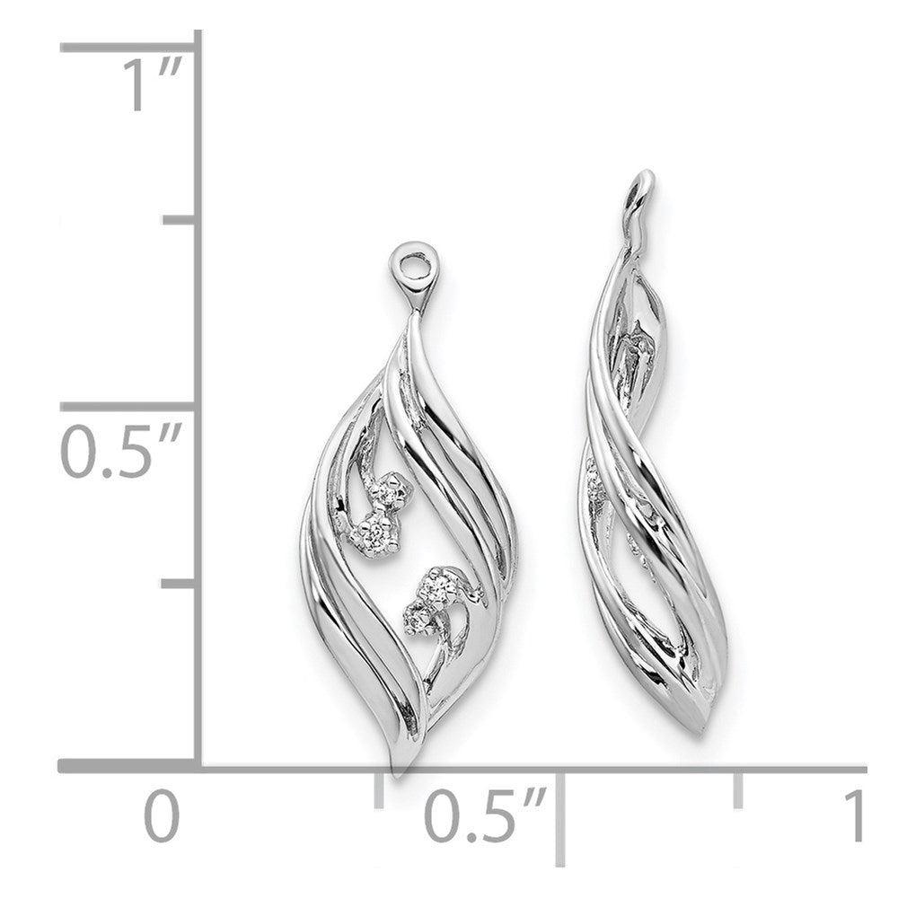 Solid 14k White Gold Fancy Twisted Simulated CZ Earring JacKets