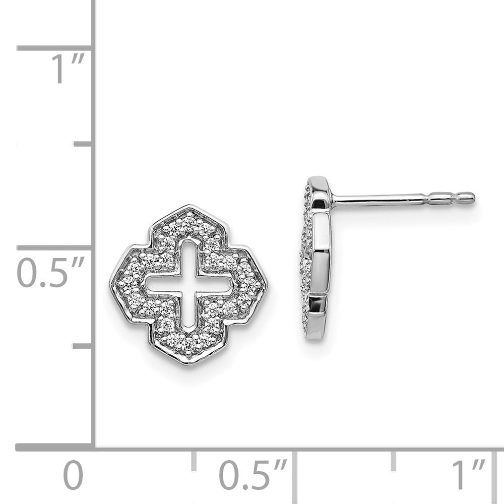 14k White Gold Real Diamond Fancy Post Earrings