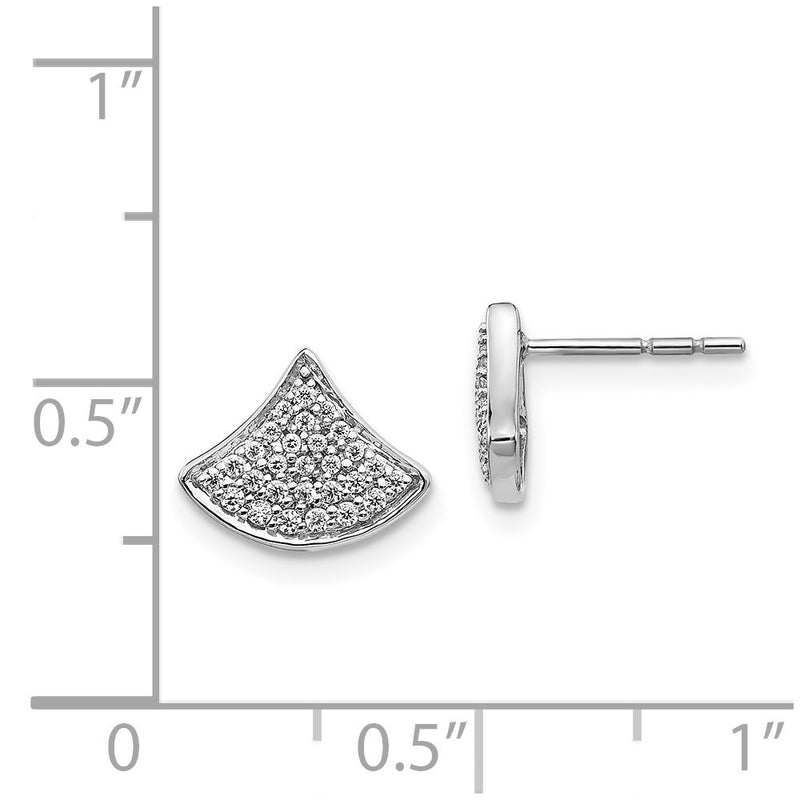 14k White Gold Real Diamond Fancy Post Earrings