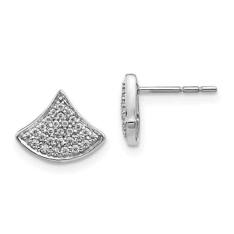 14k White Gold Real Diamond Fancy Post Earrings
