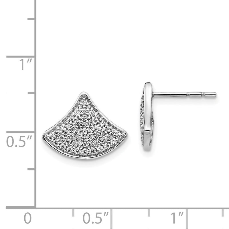 14k White Gold Real Diamond Fancy Post Earrings
