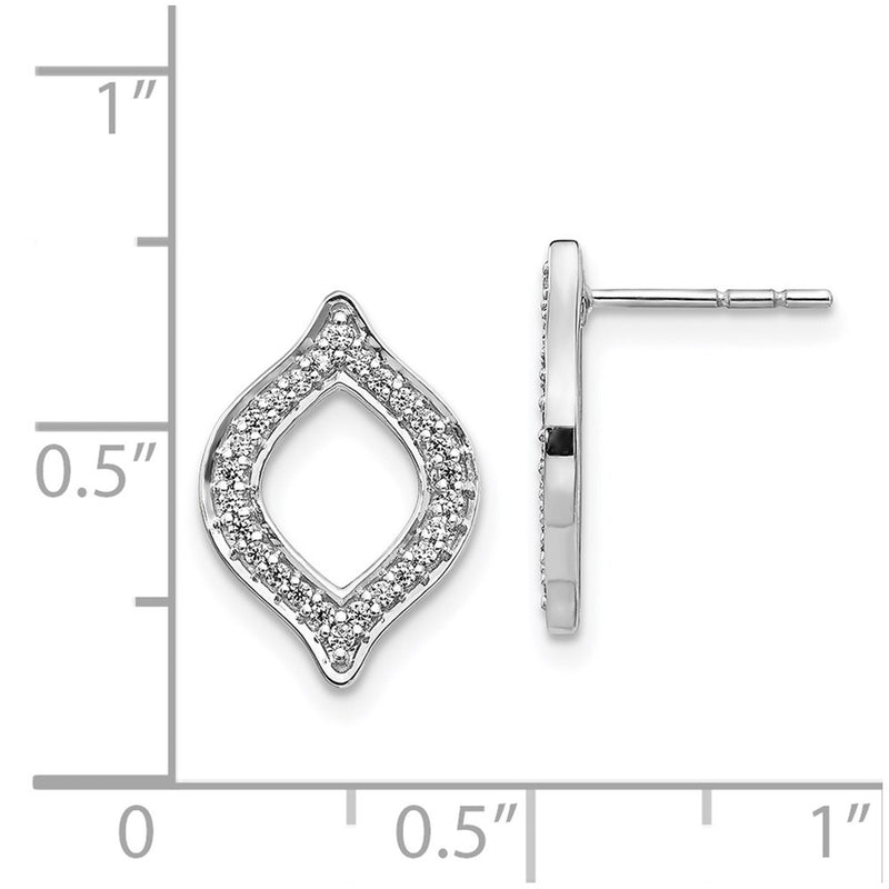 14k White Gold Real Diamond Fancy Post Earrings
