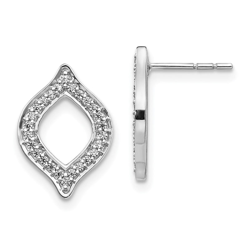 14k White Gold Real Diamond Fancy Post Earrings