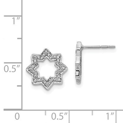 14k White Gold Real Diamond Fancy Star Earrings
