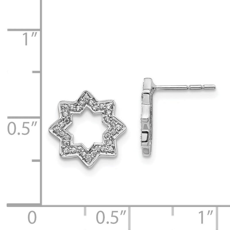 14k White Gold Real Diamond Fancy Star Earrings