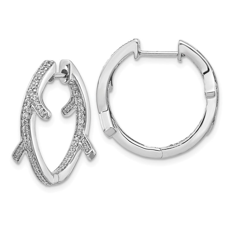 14k White Gold Real Diamond Fancy Earrings