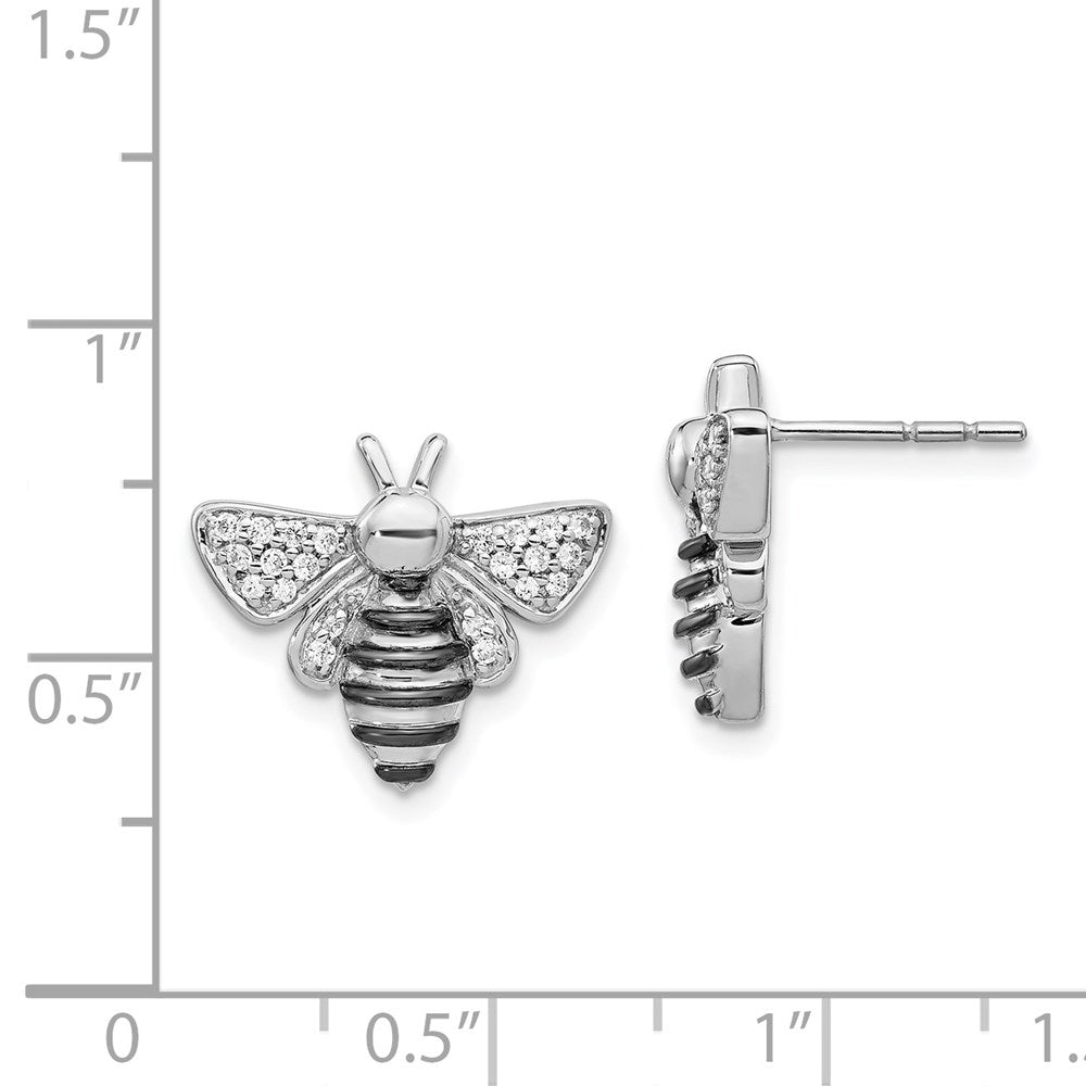 14k White Gold Real Diamond Bee Earrings