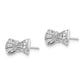 Solid 14k White Gold Simulated CZ Bow Post Earrings