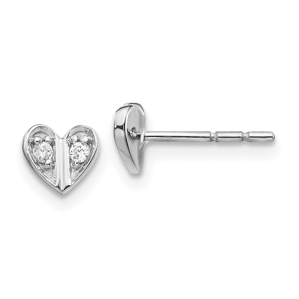 14k White Gold Real Diamond Heart Earrings EM3769-008-WA