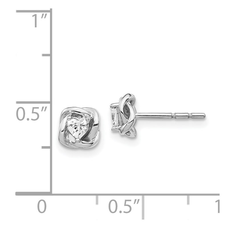 14k White Gold Fancy Twist Real Diamond Earrings