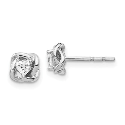 14k White Gold Fancy Twist Real Diamond Earrings
