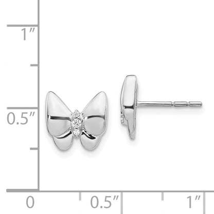 14k White Gold Real Diamond Butterfly Earrings