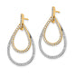 14k Yellow Gold Two-tone Real Diamond Teardrop Earrings